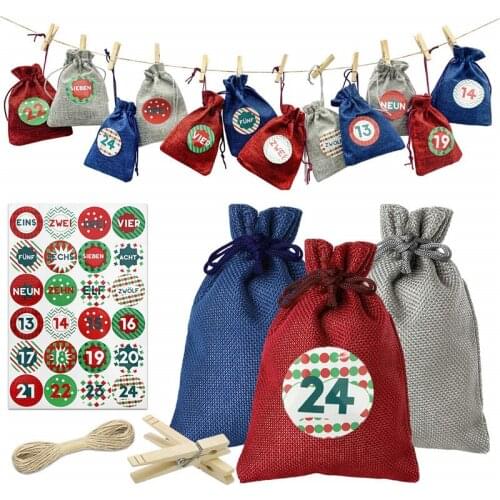 24pcs/set Gift Bags Christmas Drawstring Bag for Candy Toy Xmas Storage Sacks Party Holiday Halloween New Year Gift Pouch