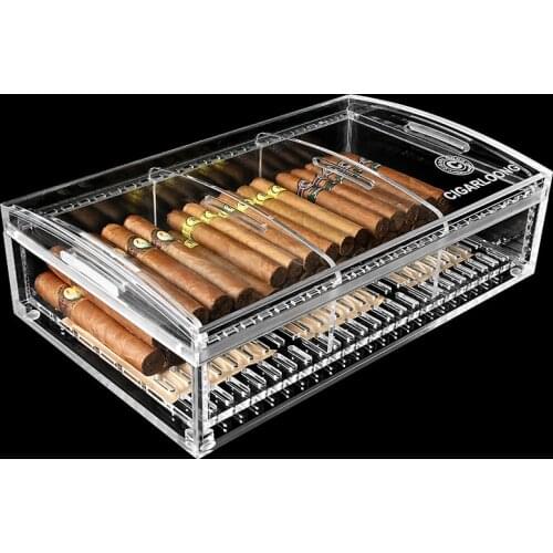 370mm Large Capacity Transparent Acrylic Cigar Humidor Professional Maintenance Container Sealed Storage Box Gadget Men Gifts