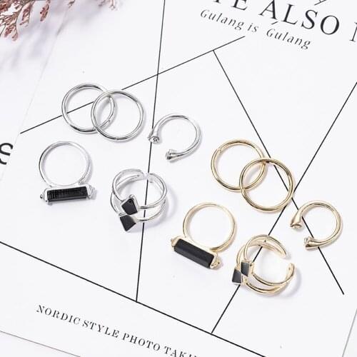 5Pcs/Set Fashion Punk Minimalist Midi Round Twist Ring Set for Women Bohemia Vintage Metal Knuckle Finger Rings Jewelry