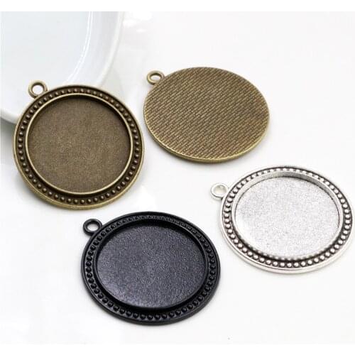 5pcs/Lot 30mm Inner Size 3 Fashion Colors Plated Classic Style Cabochon Base Setting Charms Pendant Tray