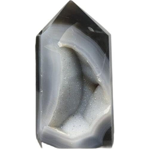 Agate Tower Natural Stones Druzy Voog Wicca Quartz Crystal Point Healing Cluster Specimen Home Crafts Decoration Gift Geode Wand