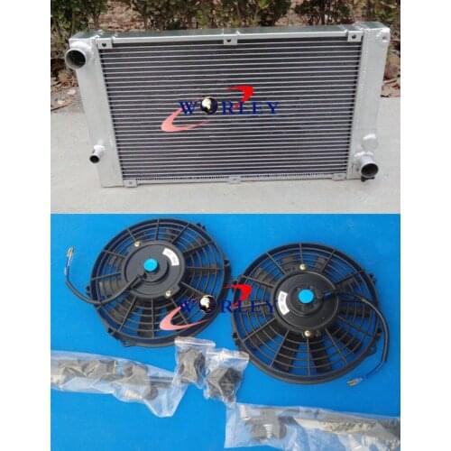 Aluminum radiator + fans for PORSCHE 944 2.5L & 2.7L non turbo manual 1985-1991