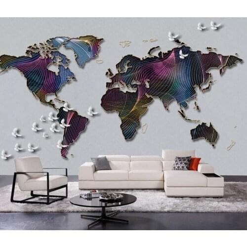 Customized large-scale 3D mural wallpaper modern fashion contracted fantasy color curve Nordic wind living room background wall
