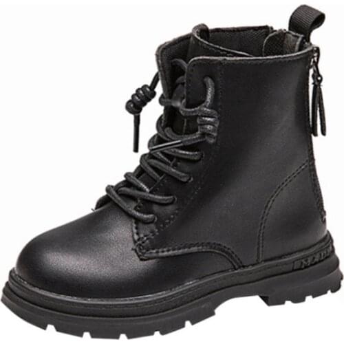 2021 new autumn girls boots leather kids boots double zipper waterproof fashion kids boots size 26-36
