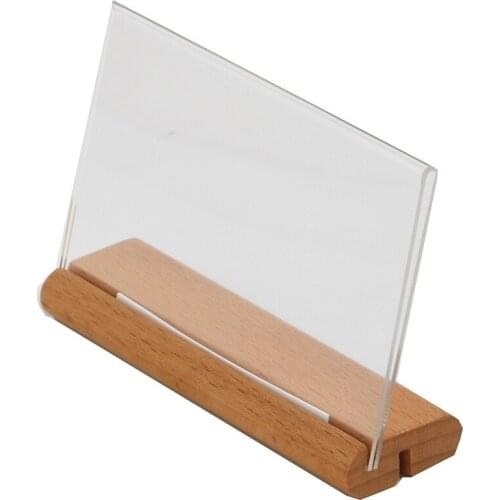 Wooden Acrylic Photo Frame Countertop Clear Acrylic Sign Holders Desk Sign Label Holder Photo Frame Stand Table