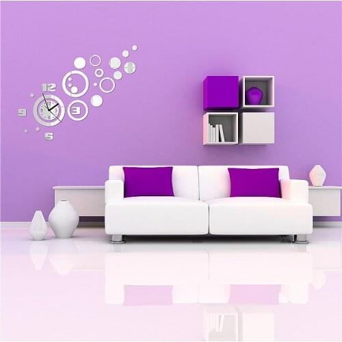 DIY creative quiet mirror clock wall sticker, DIY decorative wall mirror sticker , decal clock mirror sticker