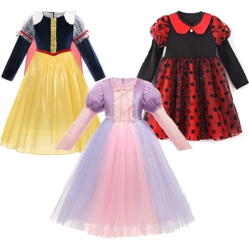 2-12 Years Girls Princess Party Long Sleeve Dresses Up Birthday Clothes Carnival Halloween Party Fantasy Girls Dress