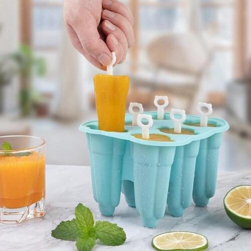 Popsicle Mold Silicone Solid Color 6-Cavity Ice Cream Mold Ice Pop Maker Silicone Ice Cream Molds Ice Cube Mold Kitchen Tool