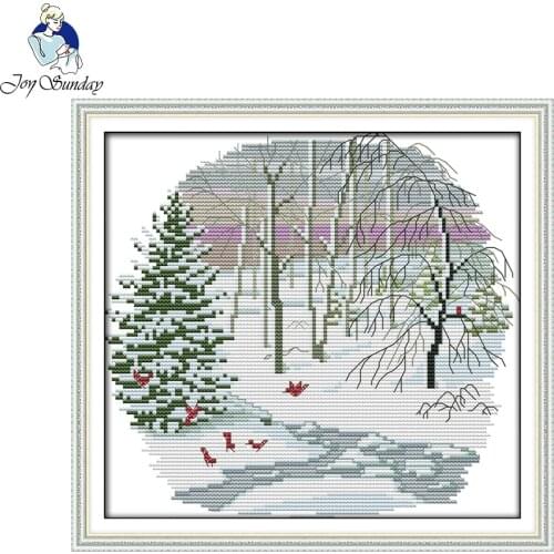 Joy Sunday Suburban four seasons-winter Chinese Cross Stitch kits scenery Counted Printed Cross Stitch Needlework Cross-Stitch