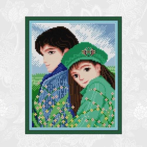 Lean on your shoulder Paintings Handwork Beginner Embroidery Sets Aida Cross-stitch Canvas 11CT 14CT Needlework Home Decor