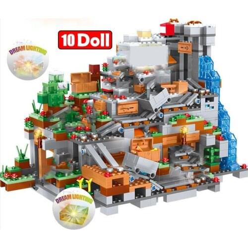 1315PCS Compatible My World Building Blocks Mountain Cave Village Figures Module Bricks Toys For Children