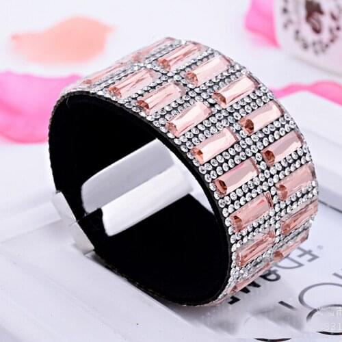 Fashion Glass Jewelry 18 Rows Crystal Rhinestone Bracelets With Magnetic Clasp Wholesale