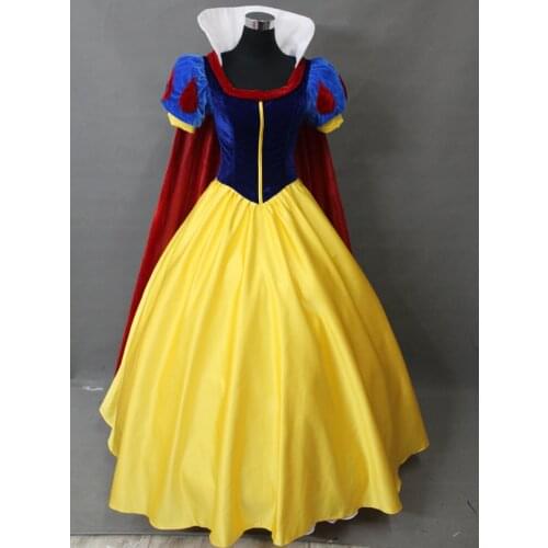 Cartoon Princess Snow Cosplay Costume Adult Women Stage Performance Dress With Cloak Halloween Christmas Ball Gown