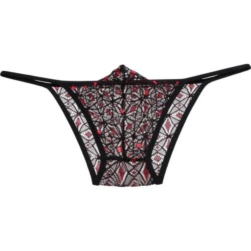 Mens Lace Rope Bikini Brief Mussy Net Gay Sissy Pouch Mini Briefs Underwear Hollow Short String Pants