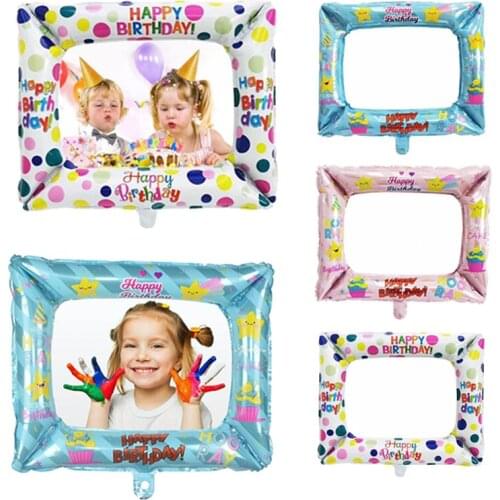 1pc lovely photo Happy Birthday photo frame balloons Foil Balloons Set Baby Shower Party Decoration Background decoration baby