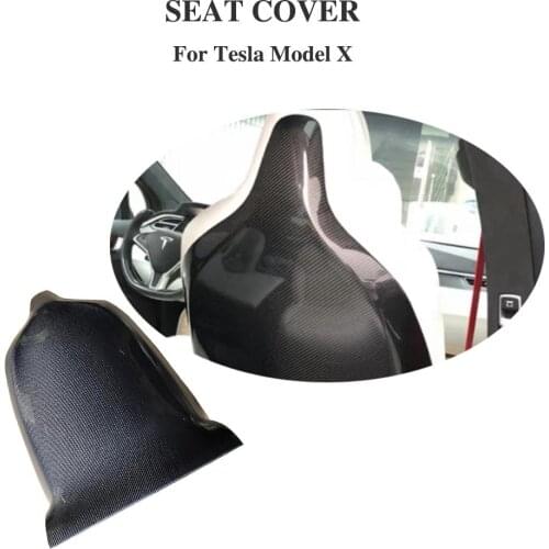 Carbon Fiber Seat Back Cover Trims Interior For Tesla model X Carbon Seat cover trim 2018 2019 car styling