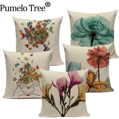 Pillowcase Halloween Skull Cushion Cover Cotton Linen Size 45*45 Printed Throw Pillows Decorative Cojines Housse De Coussin