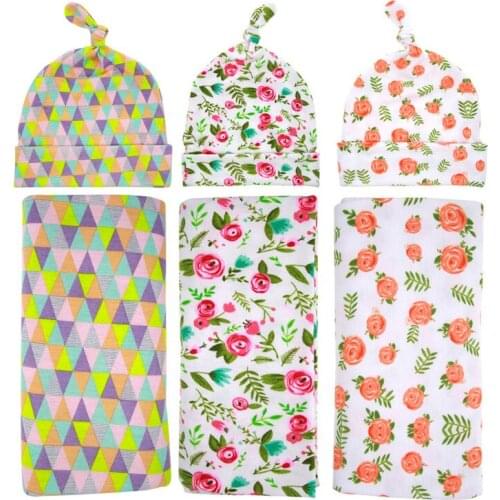 2020 New Infant Baby Girl Boy Newborn Fashion Supreme Floral Hat +Blankets Sets Clothes Photography Props Wholesale From Factory