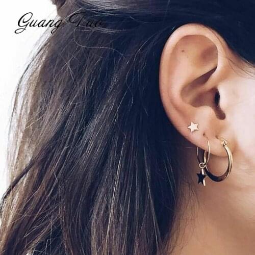 New Fashion Earrings Creative Fashion Star Earrings Circular Pattern Ladys Personality And Four Earrings Set Wholesale
