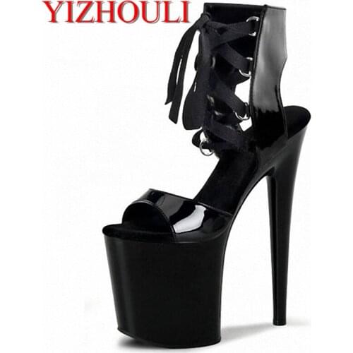 20cm Sexy skinny super star shoes, 8-inch heels, summer sandals baking paint, dancing shoes
