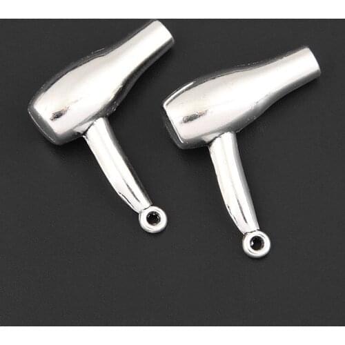 10pcs Silver Color 27x23mm 3D Hair Dryer Charms Barbershop Pendant Fit DIY Jewelry Making Handcrafted Accessories