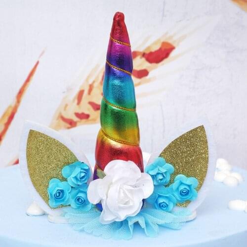 Unicorn Horns Cake Topper Decor Halloween Birthday Party Event Supplies Kids Birthday Cake Decoration