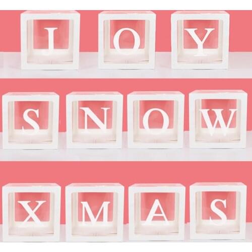 Christmas decorations for home transparent box XMAS JOY SNOW NOEL box Christmas gift box new year Christmas decor
