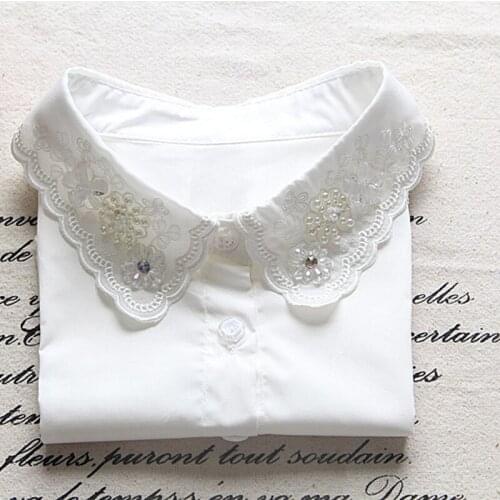 Fake collar shirt embroidery Shirt bead set inlay shirt sweater collar flower bead collier femme fashion lady