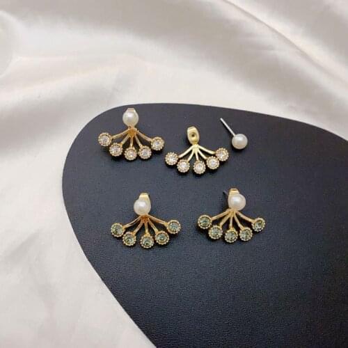 Stud Earrings for Women Fashion Simplicity Delicate Pearl Zircon Geometry Hypoallergenic Earrings Jewelry Wholesale