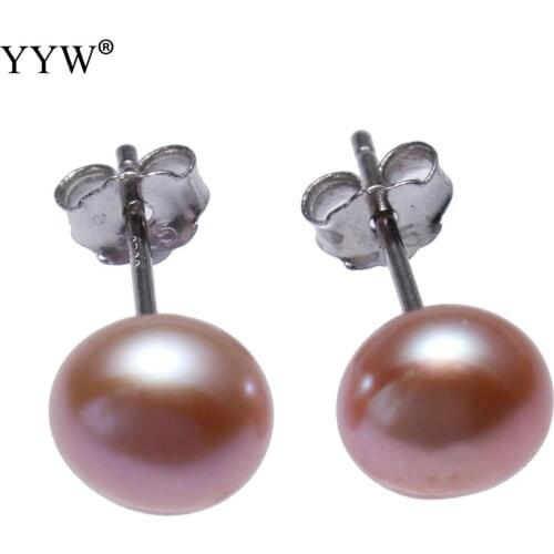 Stud Earrings Freshwater Pearl Earring Pin Baroque For Woman Purple Holiday Party Elegant Earring Wedding Banquet Female Gifts