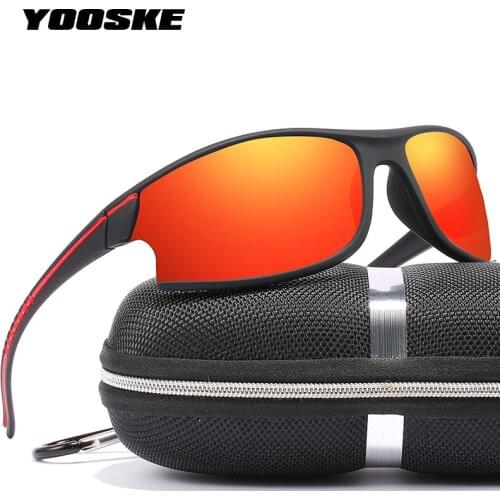 YOOSKE 100% Polarized Men Sports Sunglasses Women Outdoor Goggles Sun Glasses Elasticity Matte Black Blue Green Red Mirror UV400