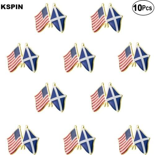 U.S.A & Scotland Lapel Pin Flag badge Brooch Pins Badges 10Pcs a Lot