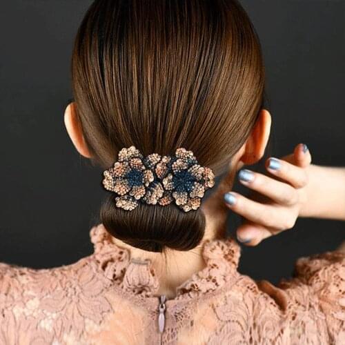 Rhinestone Ponytail Holder Ball Hair Claws Crab Crystal Flower Hair Clips Barrettes Hairpin Bands Hair Accessories For Women New