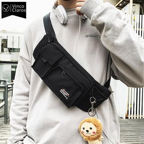 Waterproof Nylon Sports Chest Bags for Men Casual Streetwear Travel Waist Bag Unisex Mens Belt Bag Phone Purse Bags Fanny Pack