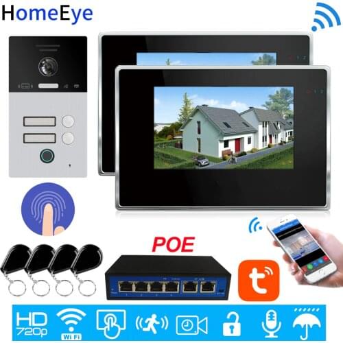 TuyaSmart App Remote Unlock WiFi Video Intercom System IP Video Door Phone Code Keypad+RFID Card+Fingerprint Home Access Control