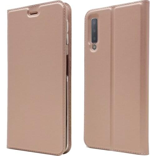 Ultra Slim Magnetic Case For Samsung Galaxy A7 2018 Flip Stand Cover with card slots Fundas Protective Shell