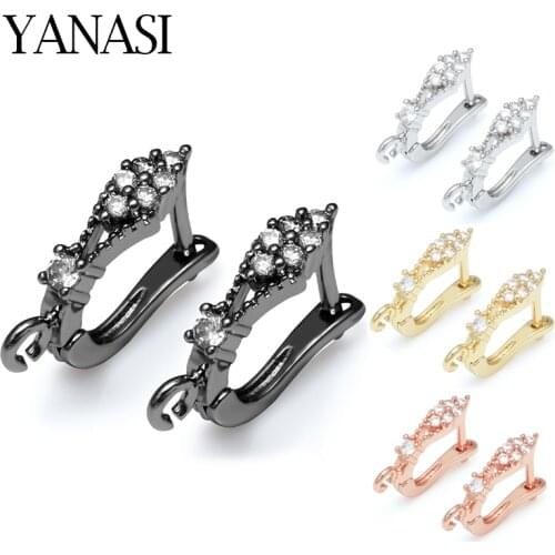 Copper Zircon Earrings Clasps & Hooks Accessories for Jewelry Marking Handmade Diy Woman Dangle Earrings Gift Wholesale