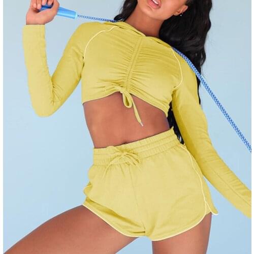 Women Tight Yoga Suit 2021 New Sports Suits Long Sleeve Shorts Casual Suits Multi-Color Exercise Fitness for Young Girl&Women