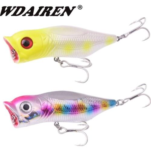 1PCS Top Water Hard Plastic Fishing Lures 90mm 17g Popper Bait Artificial Wobblers Seawater Trolling Tackle With Treble Hooks
