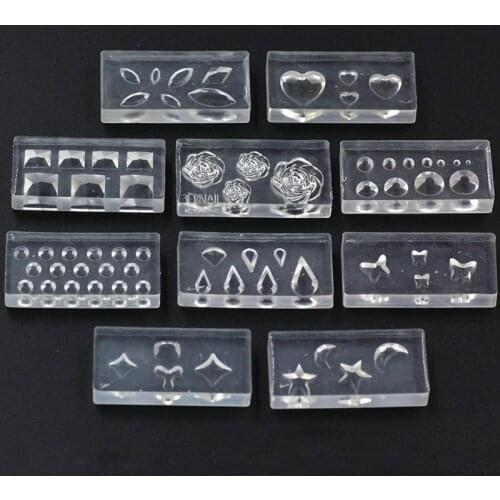 10Pcs DIY Nail Art Silicone Mold Leaves Flower Template Acrylic UV Gel DIY Tools Dried Flower Resin Decorative DIY Hand Crafts