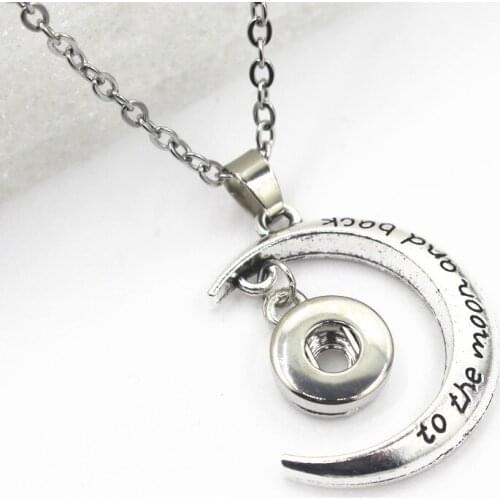 12mm Snap Button Necklace to the moon and back Snap Pendant Buttons Snap Necklace Jewelry With Necklace Chain 50cm