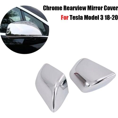 For Tesla Model 3 18-20 Chrome Side Wing Rearview Mirror Cover Trim Stickers 2PCS