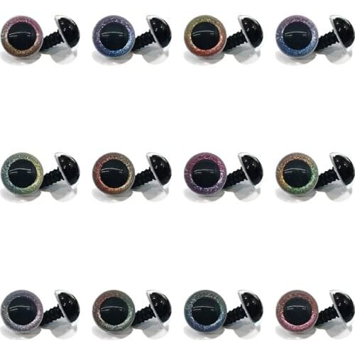 20pcs 10mm-30mm round plastic clear toy safety eyes + glitter Nonwovens + hard washer for plush doll findings-size option