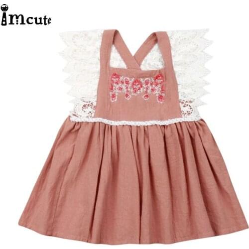 2019 New Hot Summer Latest Lovely Toddler Baby Girls Kids Party Lace Patchwork Cute Dress Floral Casual Skater Dresses Sundress