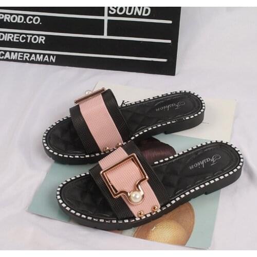 2021 New Womens Fashion Beach Slippers Slides Summer Shoes Flat Crystal Flat Sandals Outdoor Female Casual Shoes Zapatos Mujer