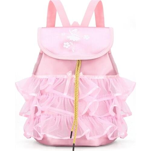 Girl Ballet Dance Bag Girls Golden Print Pink Waterproof Shoulder Bags Kids Ballerina School Backpacks Cavans Rucksack