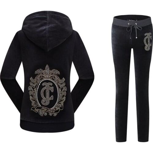 Juicy Lovers Brand Top Velvet Sporting Suits Women Tracksuits Jogging womens Outdoor Hooded Collar Slim Casual Sportswear suits