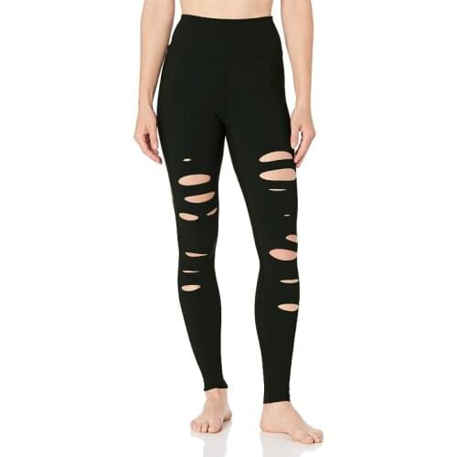 Yoga Pants Stretchy Sport Ripped Leggings High Waist Seamless Compression Tights Sports Pants Push Up Running Women Leggings