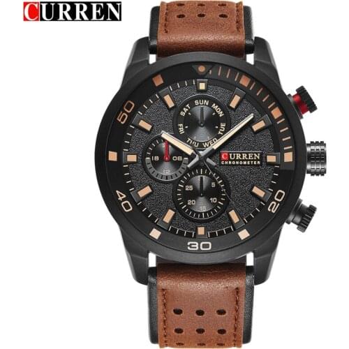 CURREN New Watches Men Luxury Brand Chronograph Men Sport Watches High Quality Leather Strap Quartz Wristwatch Relogio Masculino