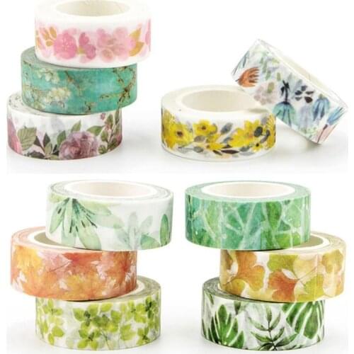 Floral Paper Washi Tape 15mm*7m Flowers Masking Tapes Decorative Stickers DIY Stationery School Supplies Washi Tape Stickers